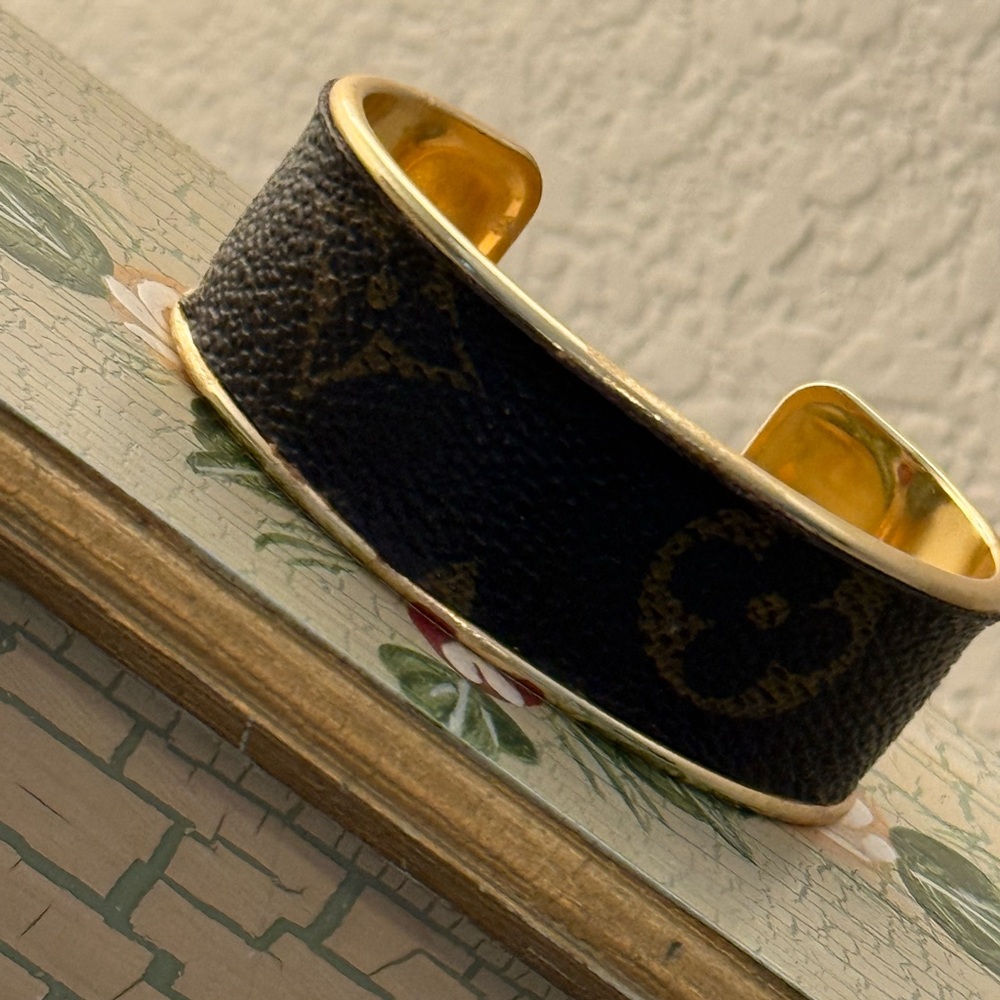 LV original leather Gold Cuff Bracelet